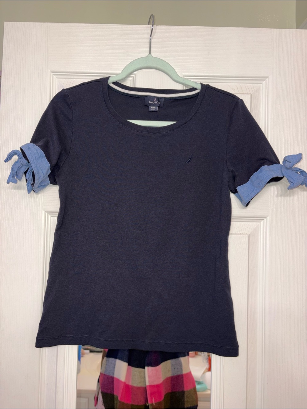 Nautica Navy Short Sleeve Tee with Light Blue Trim